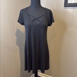 Socialite Women’s Small Black Midi Short Sleeve Slip Dress